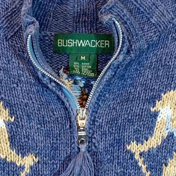 Vtg Bushwacker Zip Up Fair Isle Ski Cardigan Sweater Icelandic Nordic Sz M - Picture 7 of 12